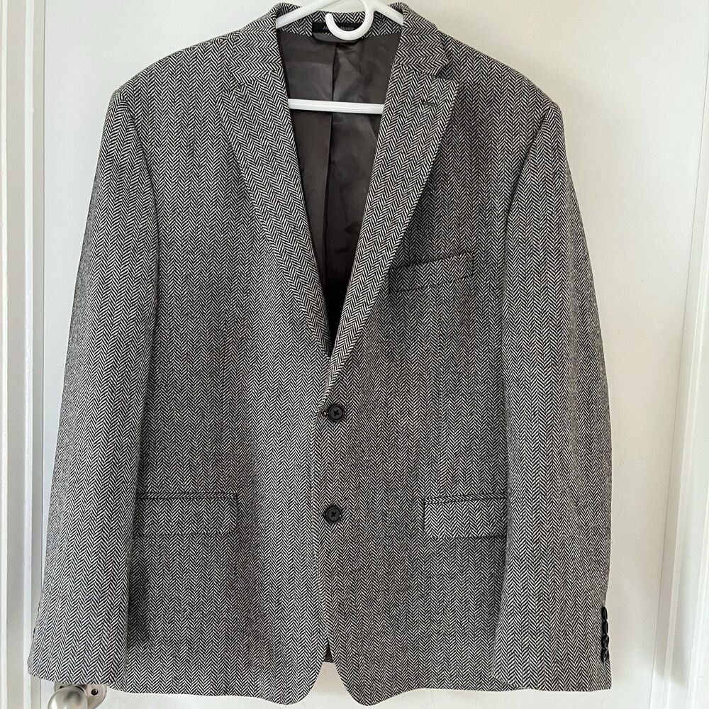 Lauren Ralph Lauren Men's Ultraflex Wool Blazer Black/White Herringbone 48R